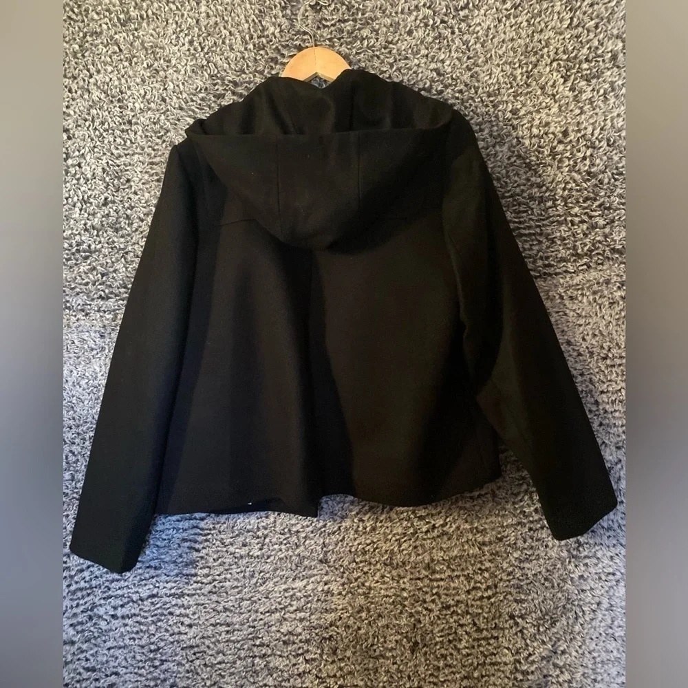 J.Crew Casual B4906 Wool Melton Hooded Coat Jacket 16 black